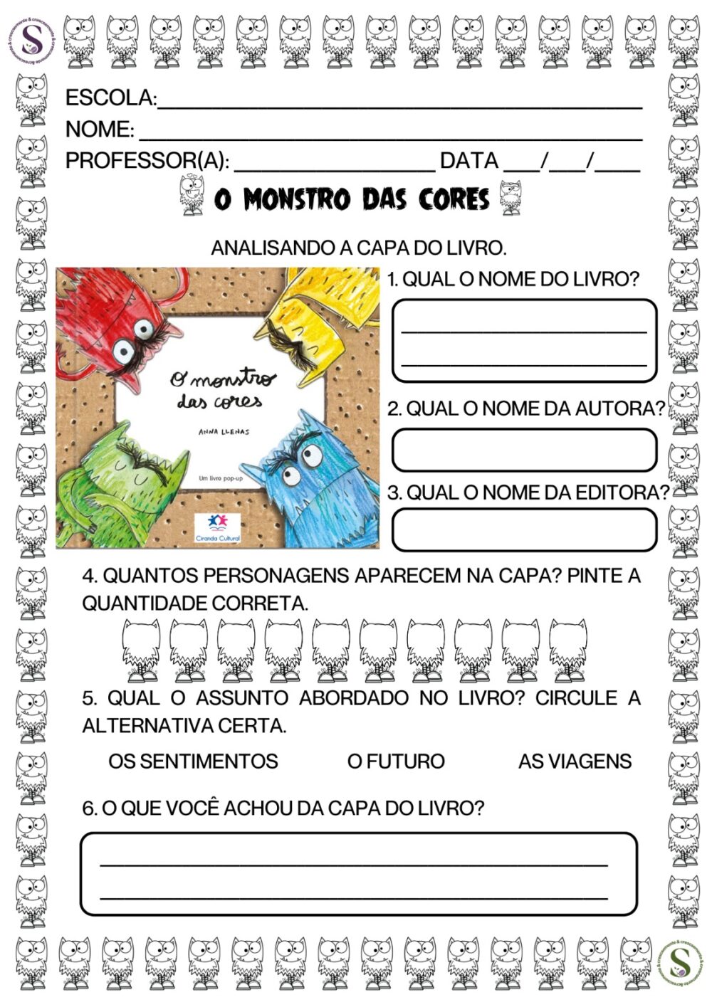 SEQUÊNCIA O MONSTRO DAS CORES 1º ANO - Imagem 3