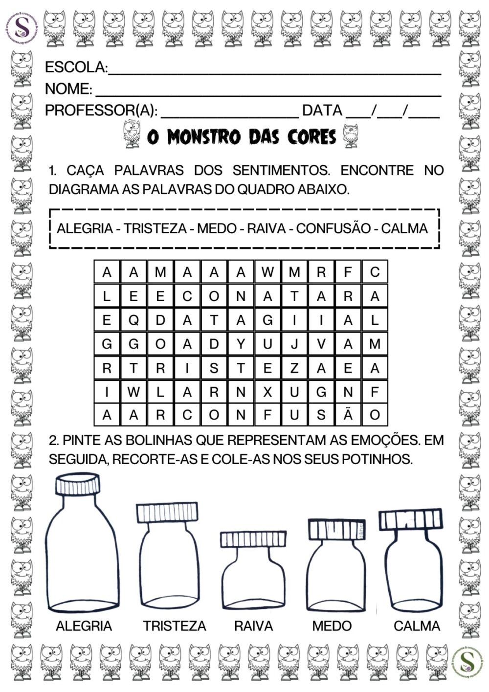 SEQUÊNCIA O MONSTRO DAS CORES 1º ANO - Imagem 4
