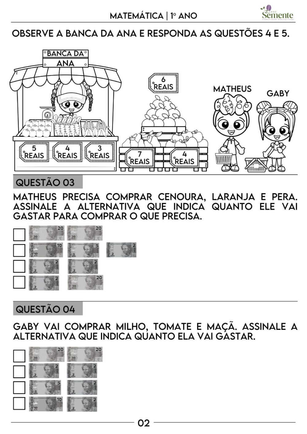 1º BIMESTRE AVALIAÇÕES 2024 1º ANO - Imagem 5