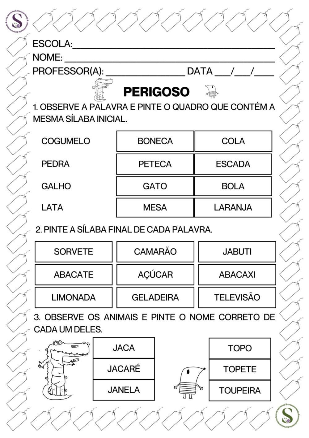 SEQUÊNCIA DE ATIVIDADES PERIGOSO 1º ANO 2024 - Imagem 5