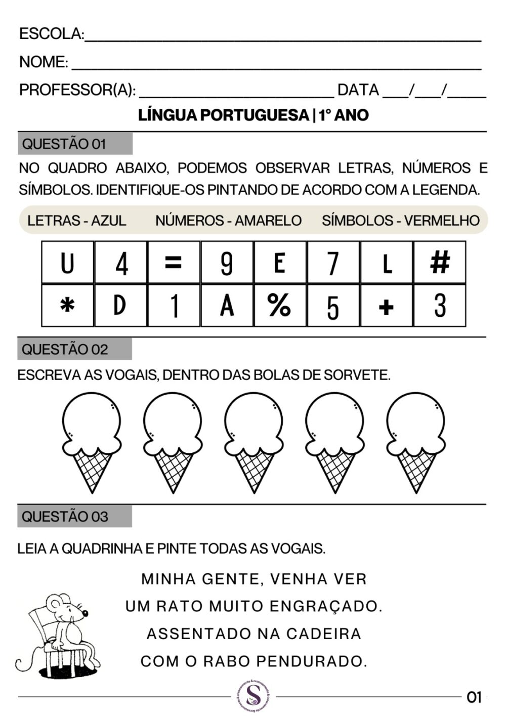 1º BIMESTRE AVALIAÇÕES 2024 1º ANO - Imagem 6