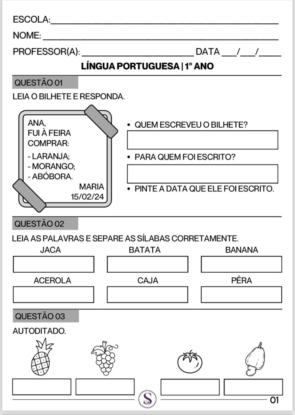 AVALIAÇÕES 1º E 2º ANO (2º BIMESTRE) - Imagem 4