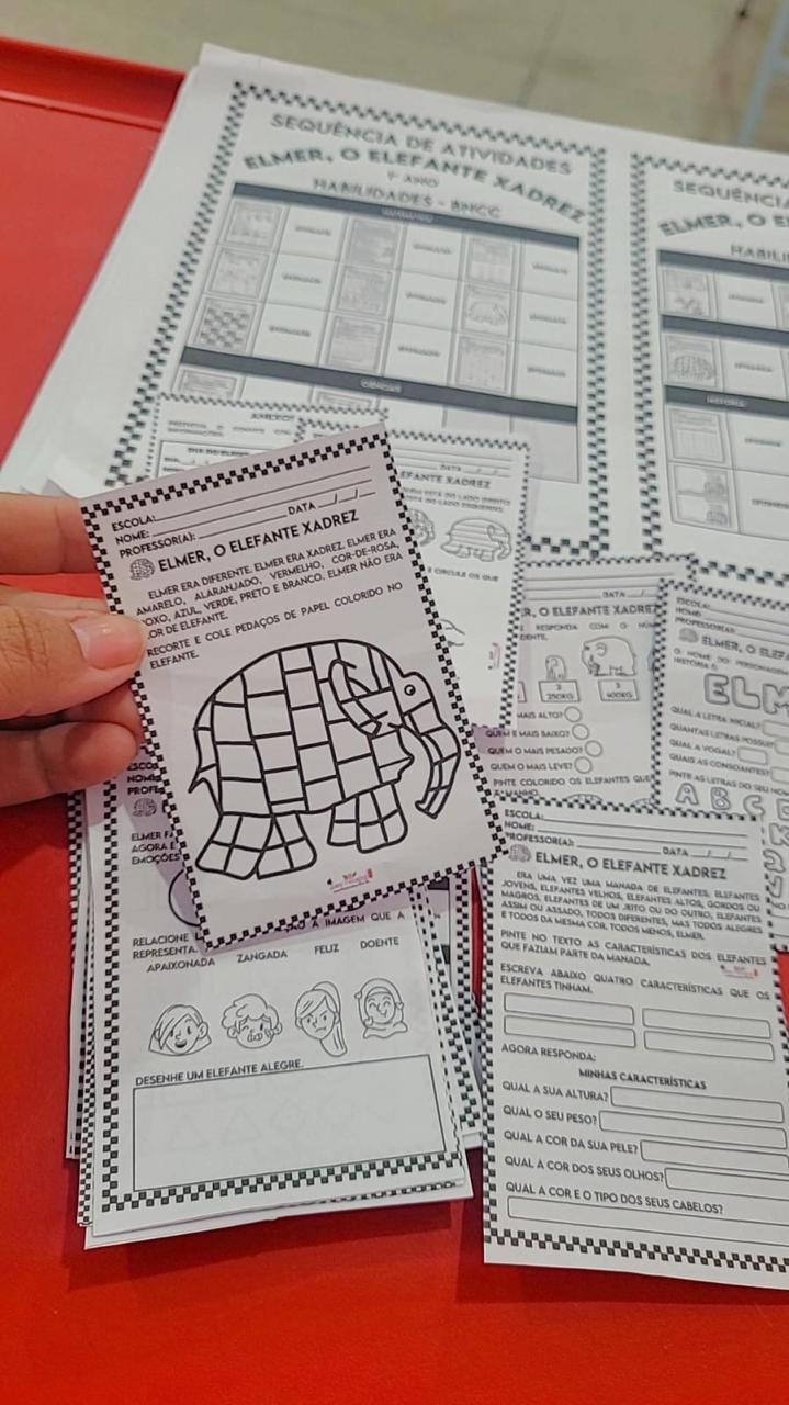 PROJETO DE LEITURA- MALETA VIAJANTE + SEQUÊNCIA DE ATIVIDADES ELMER, O ELEFANTE XADREZ - Imagem 4