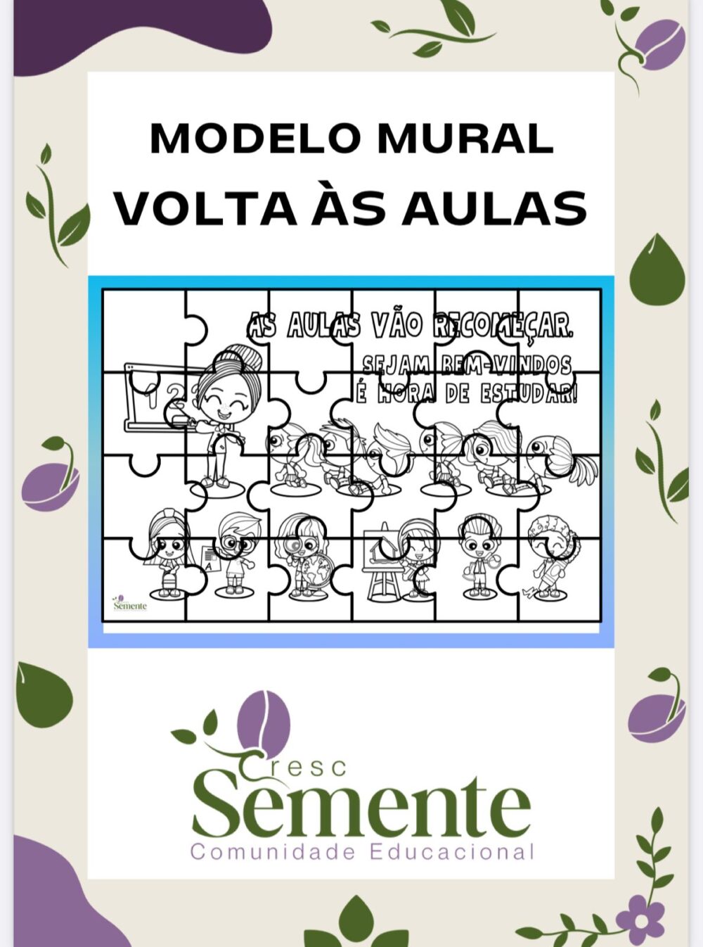 MURAL QUEBRA-CABEÇA VOLTA ÀS AULA + ATIVIDADES - Imagem 2