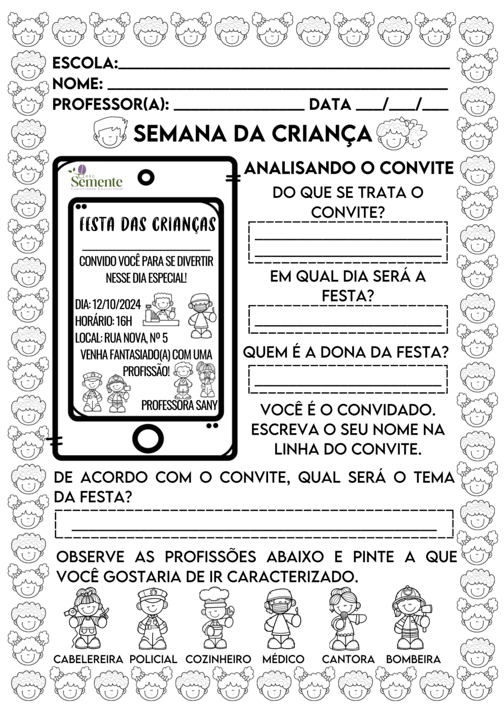 ATIVIDADES NA TEMÁTICA SEMANA DAS CRIANÇAS - Imagem 3