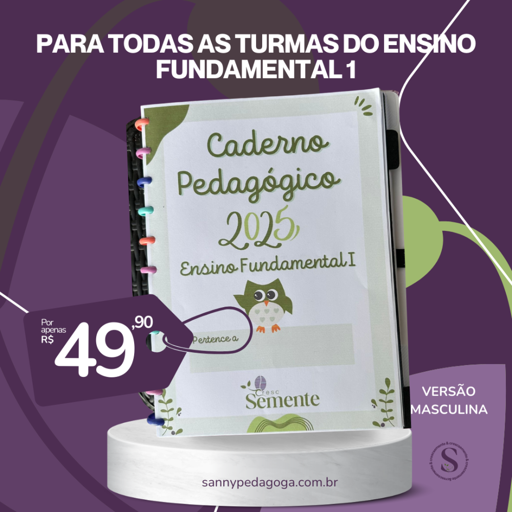 CADERNO PEDAGÓGICO – FUNDAMENTAL 1- VERSÃO MASCULINA (COR VERDE)