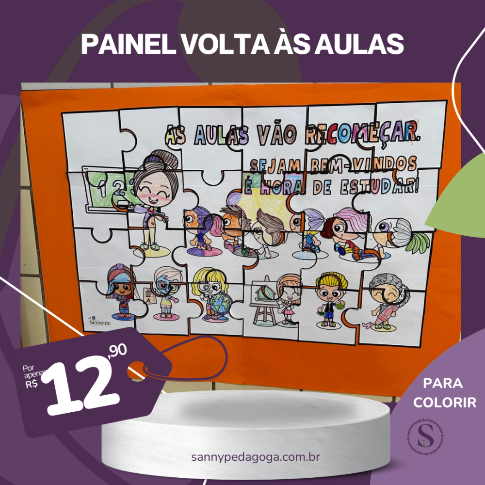 PAINEL VOLTA ÀS AULAS - QUEBRA CABEÇA PARA COLORIR