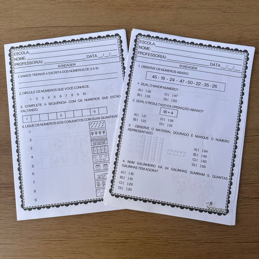 SONDAGENS 1º E 2º ANO (LÍNGUA PORTUGUESA DE MATEMÁTICA) - Imagem 4