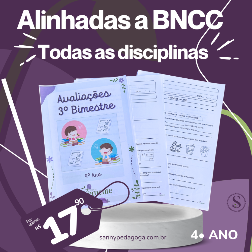 AVALIAÇÕES 4º ANO - 3º BIMESTRE