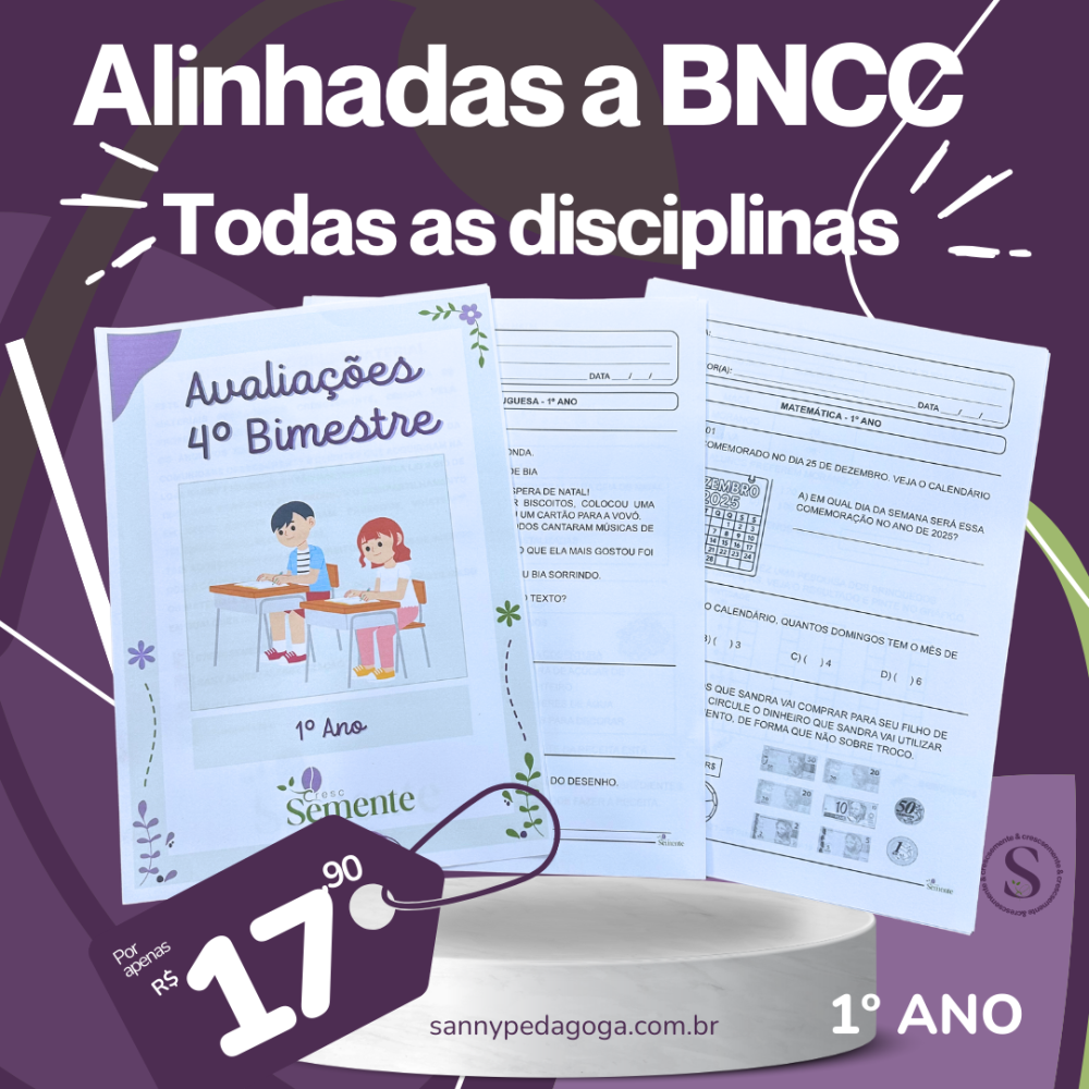 AVALIÇÕES 1º ANO - 4ºBIMESTRE