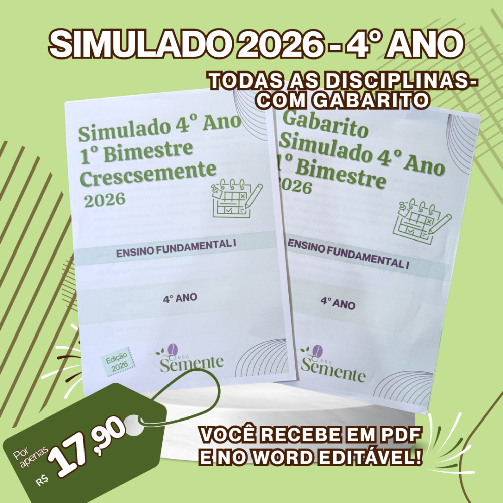SIMULADOS 2026 -  4º ANO - TODAS AS DISCIPLINAS