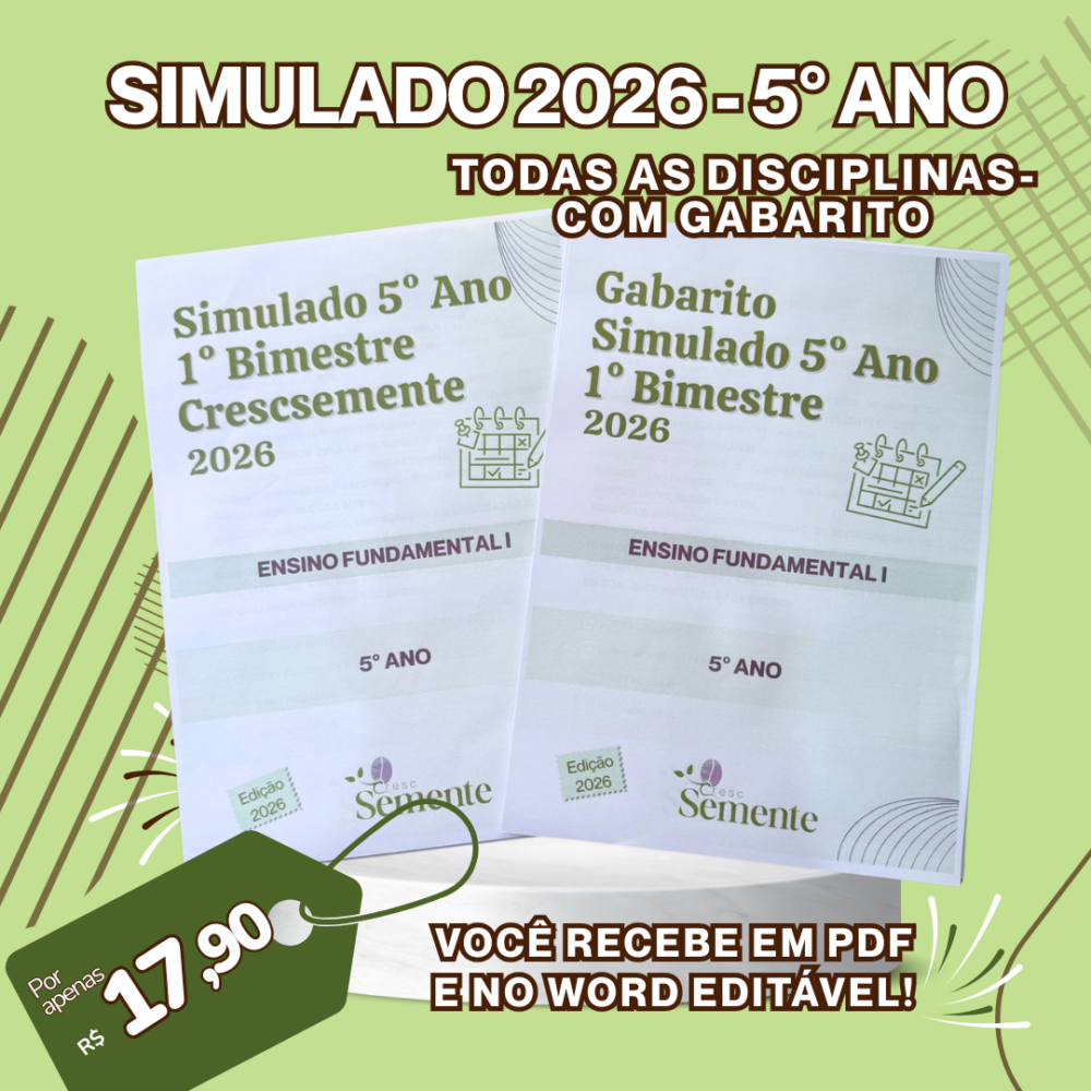 SIMULADOS 2026 - 5º ANO - TODAS AS DISCIPLINAS
