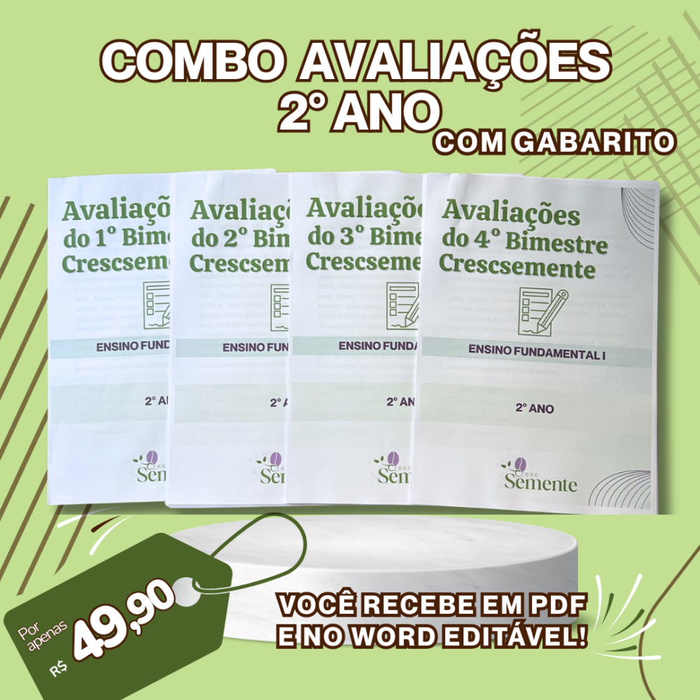 COMBO DAS AVALIAÇÕES 2° ANO