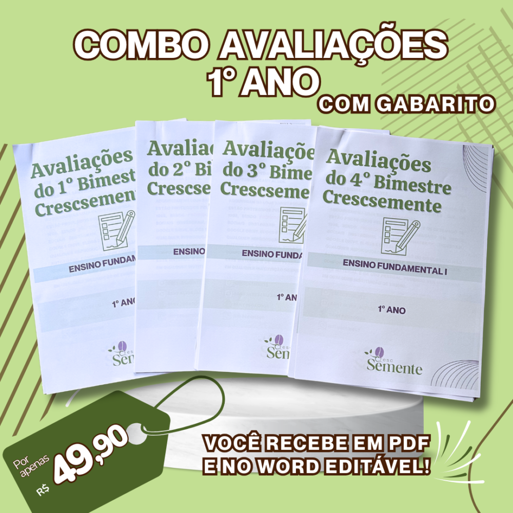 COMBO DAS AVALIAÇÕES 1° ANO