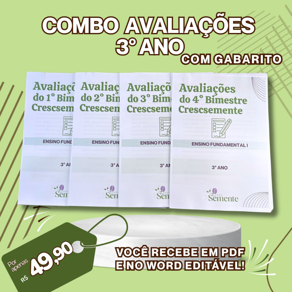 COMBO DAS AVALIAÇÕES 3° ANO