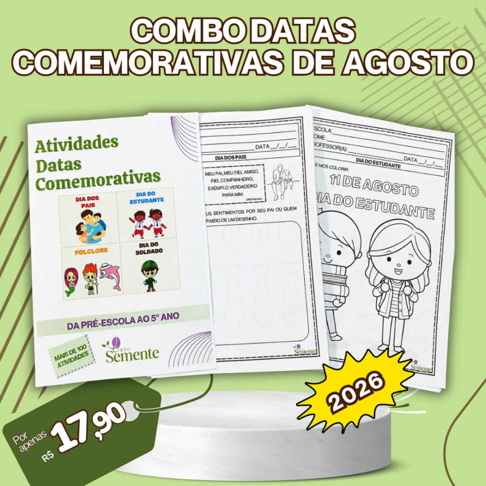 Combo de Atividades – Datas Comemorativas de Agosto
