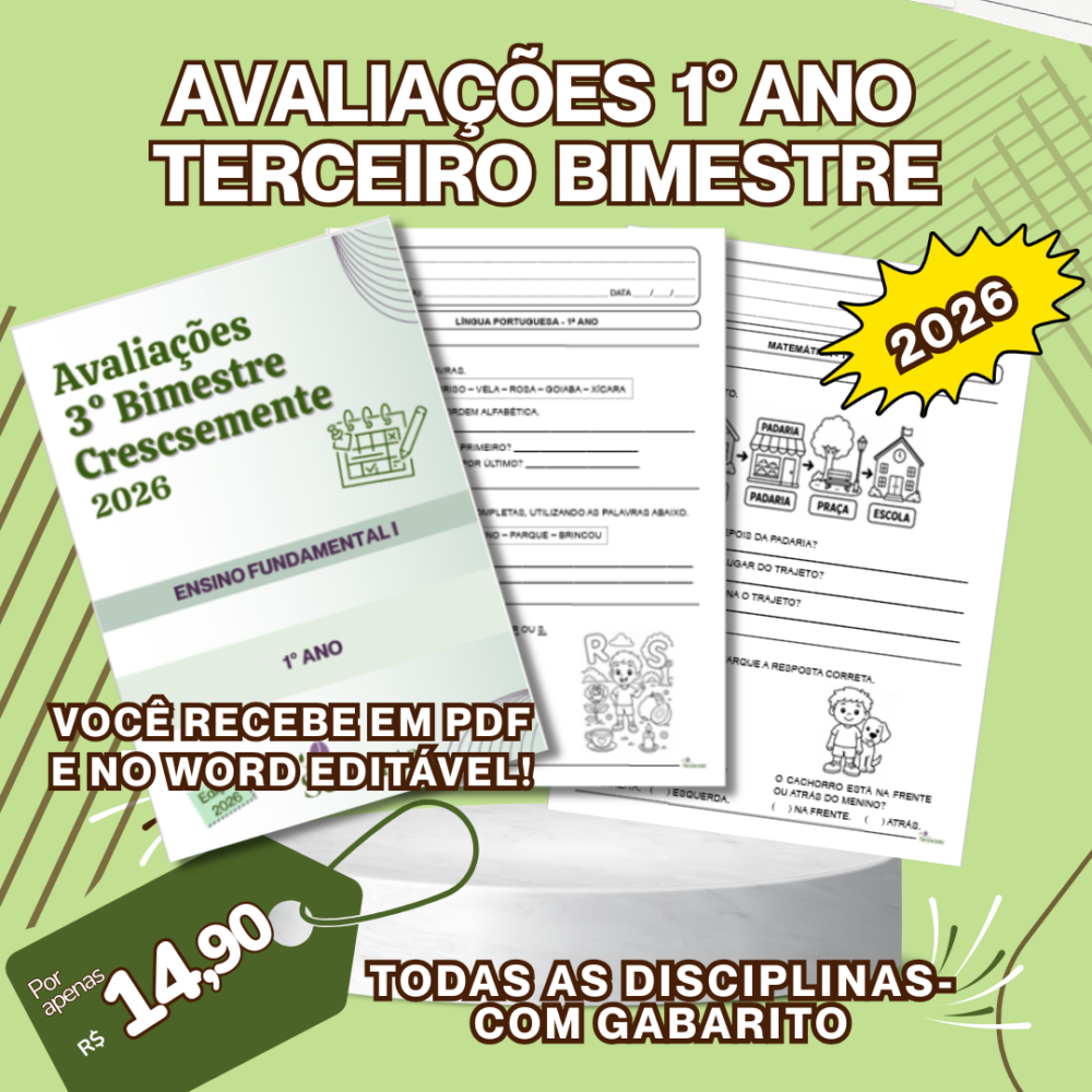 AVALIAÇÕES 1° ANO - 3° BIMESTRE