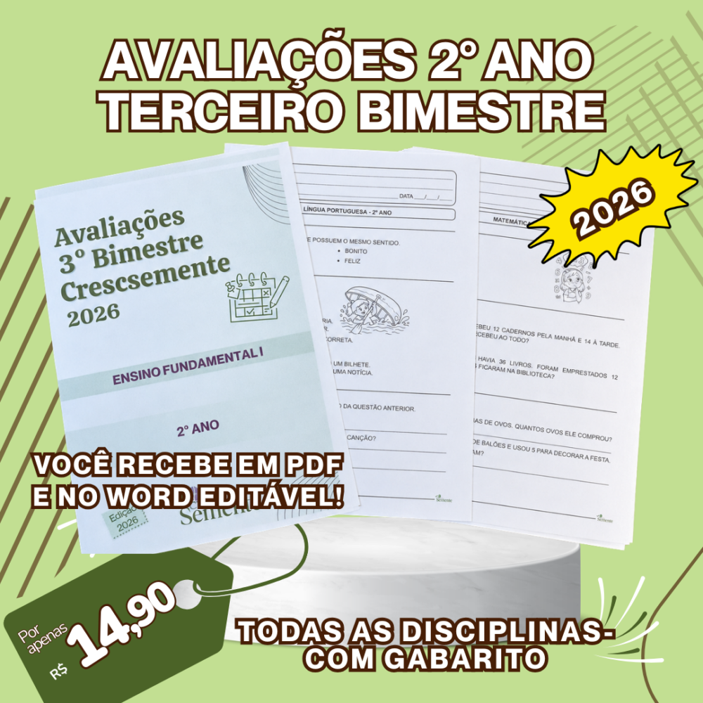 AVALIAÇÕES 2° ANO - 3° BIMESTRE