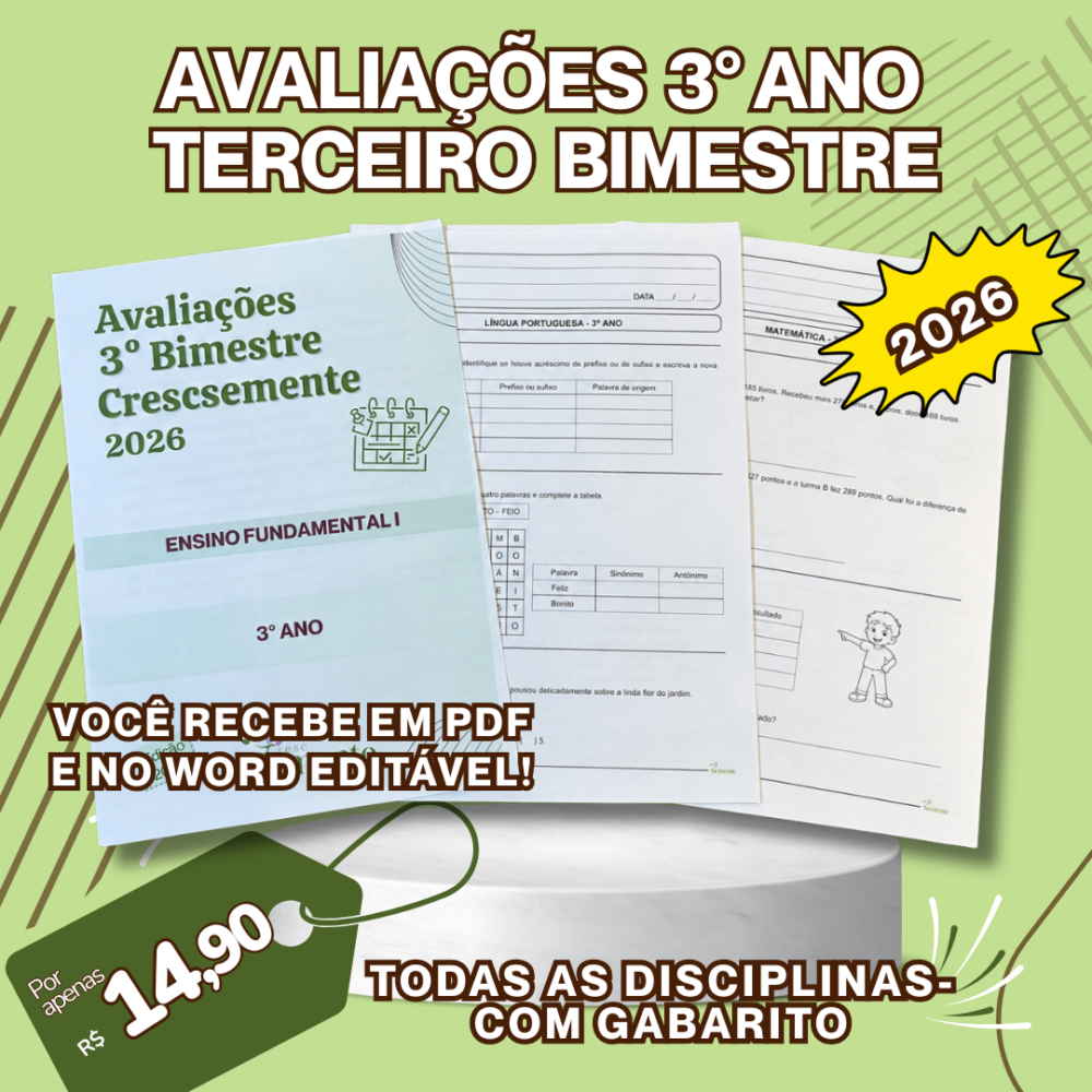 AVALIAÇÕES 3° ANO - 3° BIMESTRE